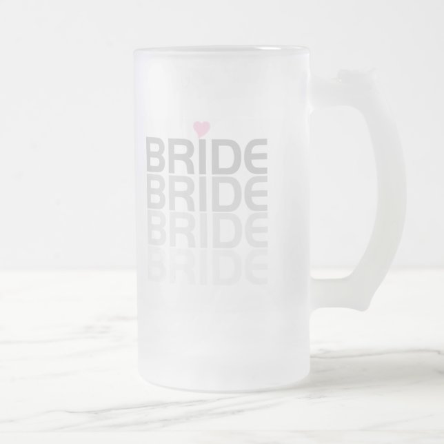 Grey Bride Fade Frosted Glass Beer Mug (Right)