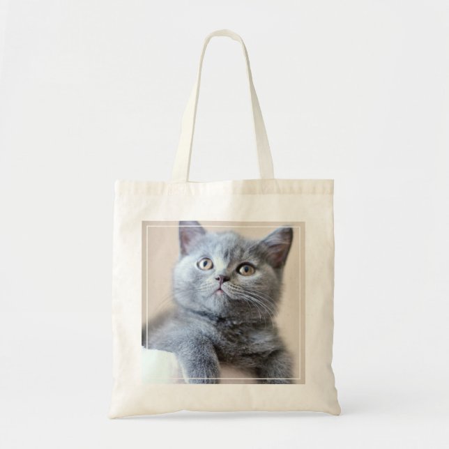 Grey British Shorthair Cat Tote Bag (Front)