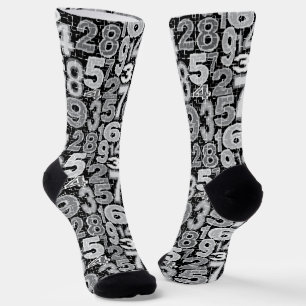 Grey Broken Number Pattern Socks
