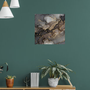 Grey Brown Abstract Marble Stone Texture Wall Art