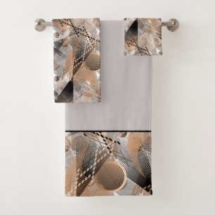 Grey, brown abstraction. bath towel set