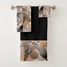 Grey, brown abstraction. bath towel set