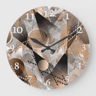 Grey, brown abstraction. large clock