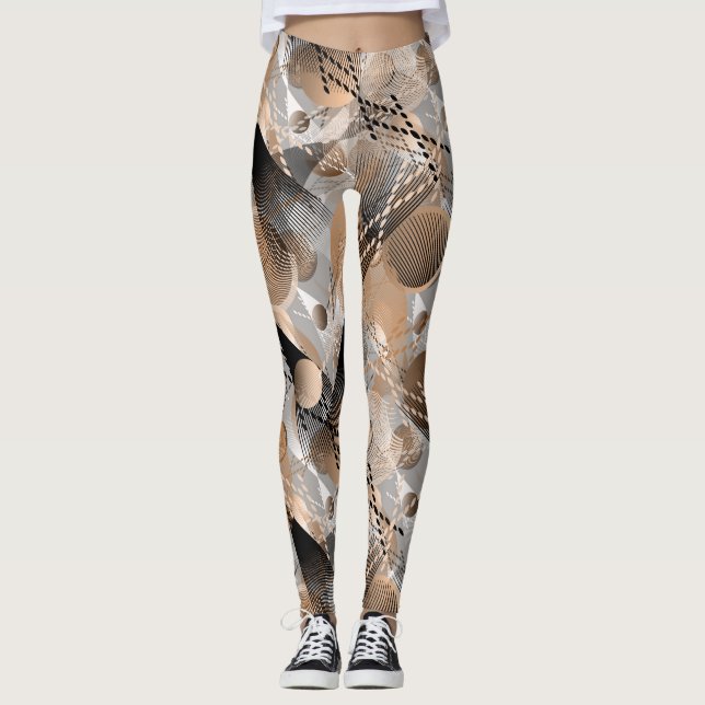 Grey, brown abstraction. leggings (Front)