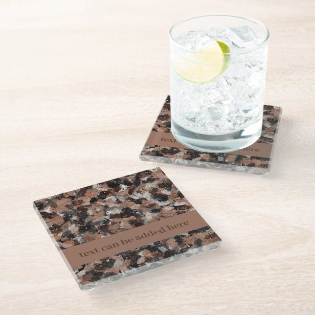 Grey, Brown and Black Paint Splatters  Ceramic Til Glass Coaster (Angled)