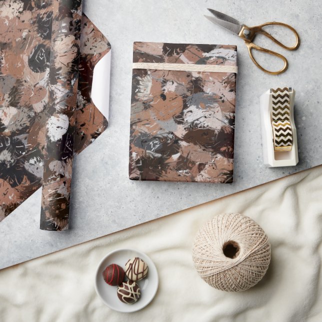 Grey, Brown and Black Paint Splatters Wrapping Paper (Crafts)