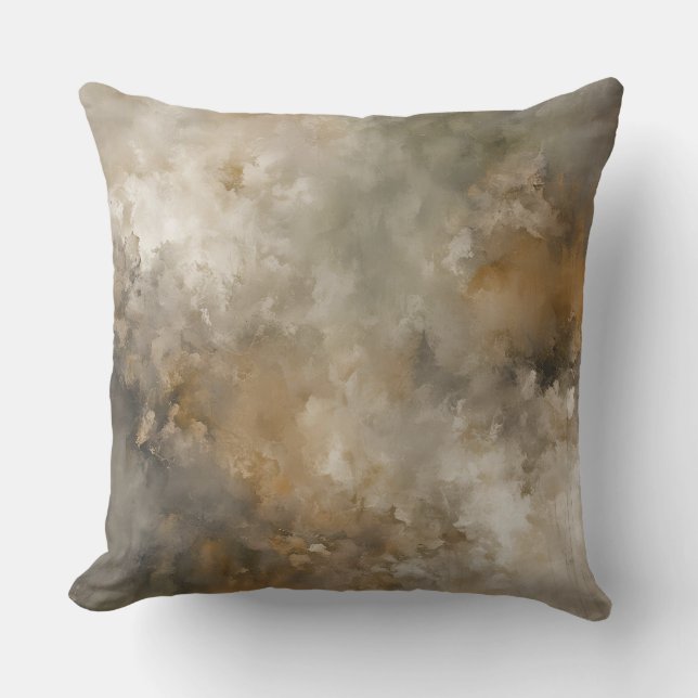Grey Brown Beige Abstract Mottled Print Cushion (Front)