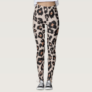 Grey Brown Black Leopard Animal Print Leggings