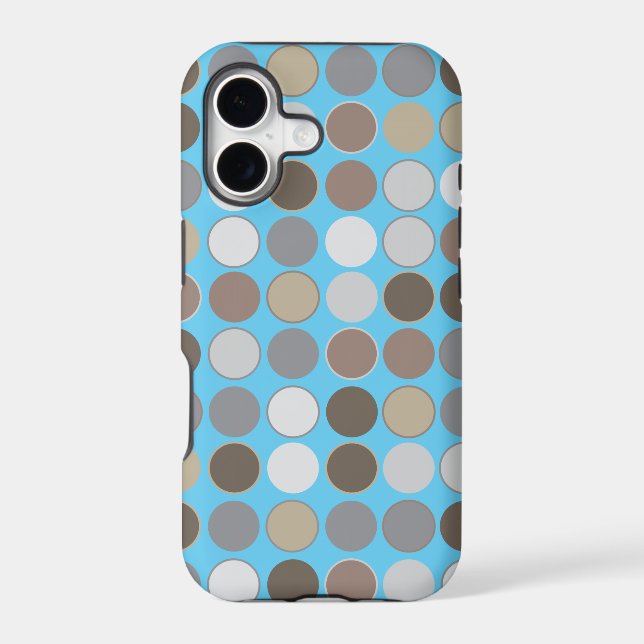 Grey & Brown Circles w/Blue Modern Pattern (Back)