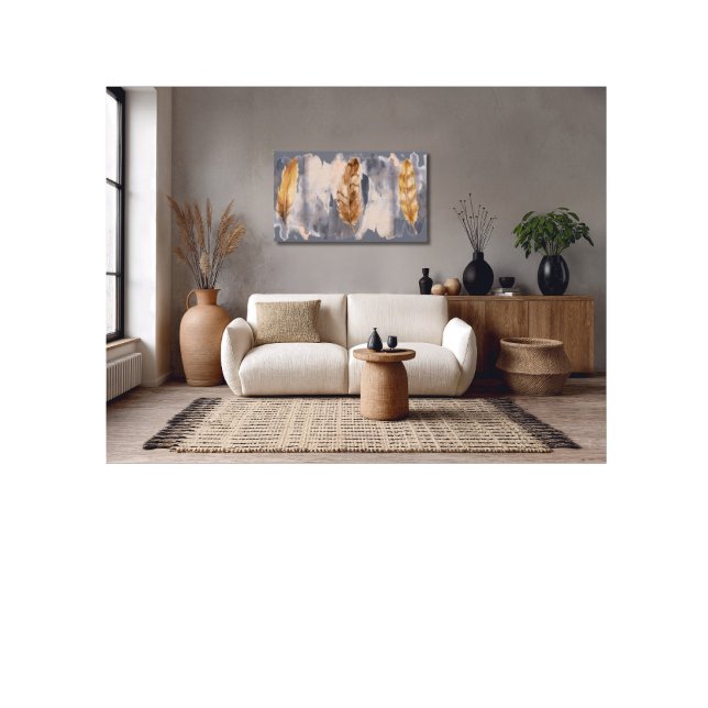 Grey Brown Feathers Watercolor Canvas Print (Creator Uploaded)