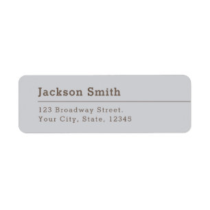 Grey Brown Modern Clean Minimalist return address