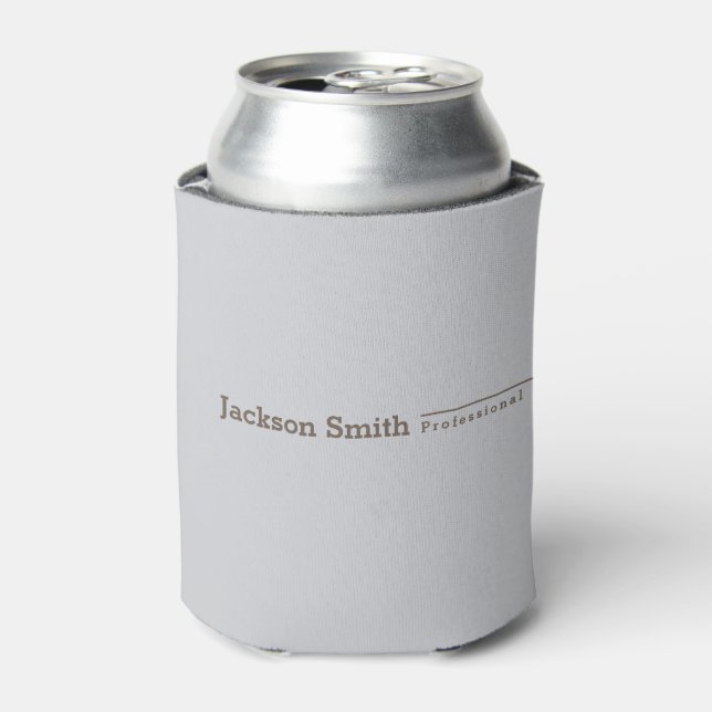 Grey brown modern minimalist personalised name can cooler (Can Front)