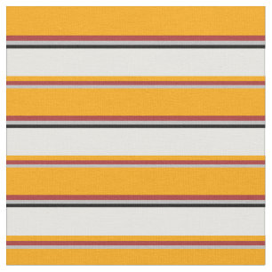 Grey, Brown, Orange, Mint Cream & Black Stripes Fabric