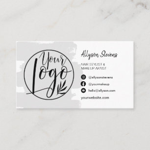 Grey brush hair makeup photo logo qr code business card