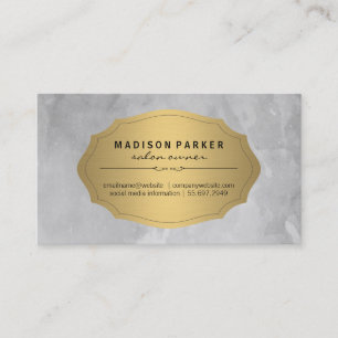 Grey Brushed Elegant Gold Label Appointment Card