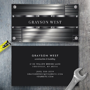 Grey Brushed Metal Modern Masculine Business Card