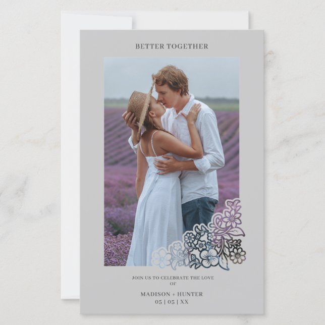 Grey Budget Photo Botanical Frame Wedding (Front)