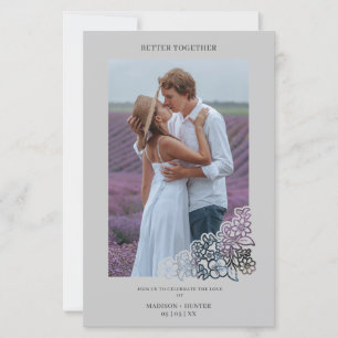 Grey Budget Photo Botanical Frame Wedding