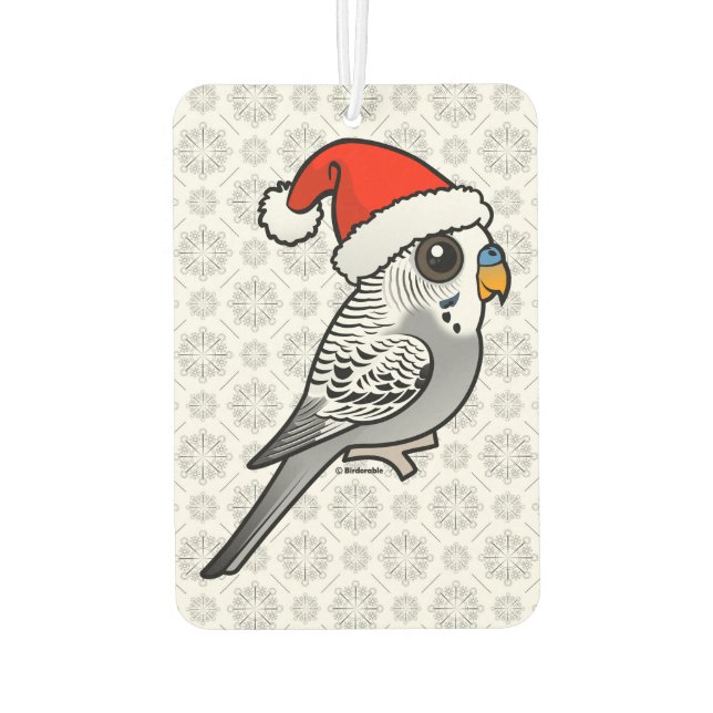 Grey Budgie Santa Claus Car Air Freshener (Back)
