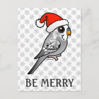 Grey Budgie Santa Claus Holiday Postcard