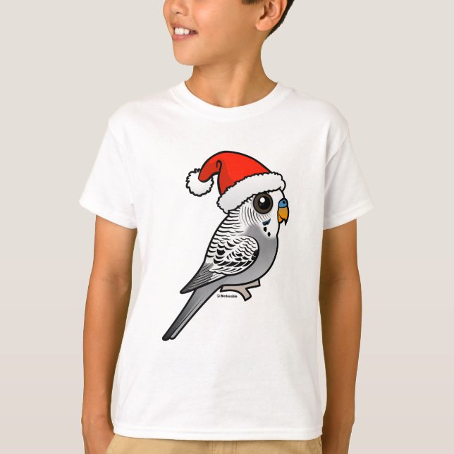 Grey Budgie Santa Claus T-Shirt (Front)