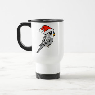 Grey Budgie Santa Claus Travel Mug
