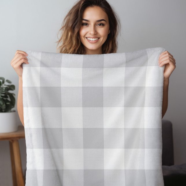 Grey Buffalo Check | Modern Farmhouse Decor Fleece Blanket (Creator Uploaded)