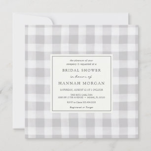 Grey Buffalo Plaid Bridal Shower Invitation