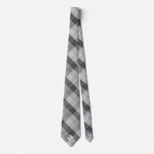 Grey Buffalo Plaid & Monogram Tie