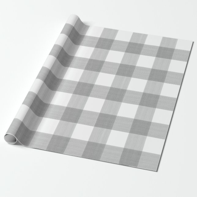 Grey Buffalo Plaid Wrapping Paper (Unrolled)