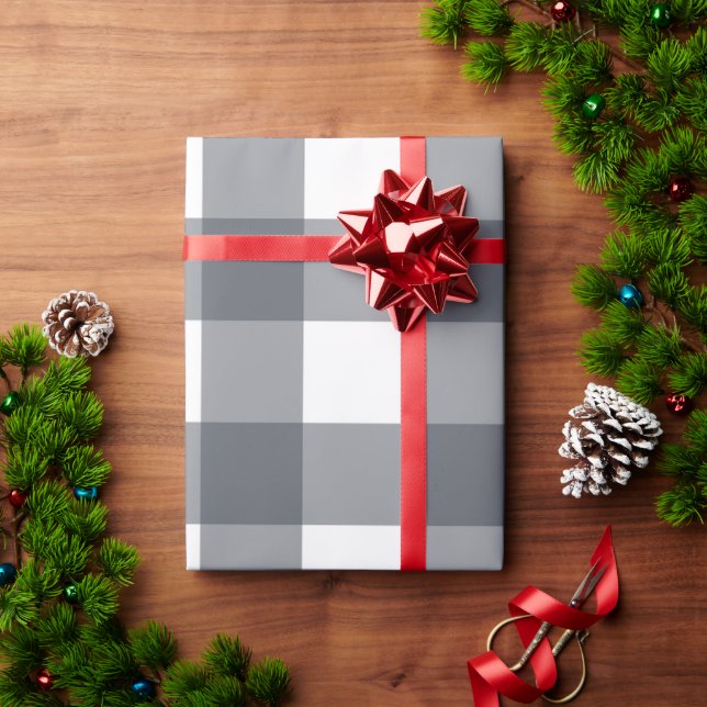 Grey Buffalo Plaid Wrapping Paper (Holiday Gift)