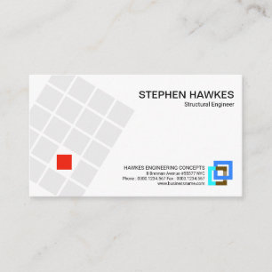 Grey Building Blocks Red Pillar Box Engineering Business Card