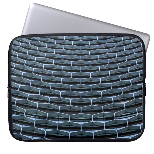 Grey building under clear blue sky laptop sleeve (Front)