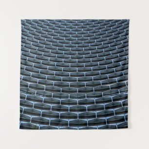 Grey building under clear blue sky tapestry
