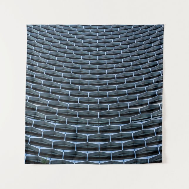 Grey building under clear blue sky tapestry (Front)