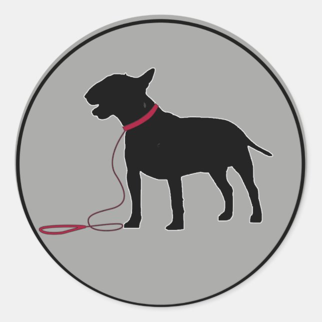 Grey Bull Terrier Classic Round Sticker (Front)