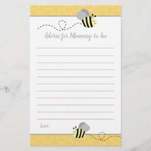 Grey Bumble Bee Advice For Mummy Baby Shower Card