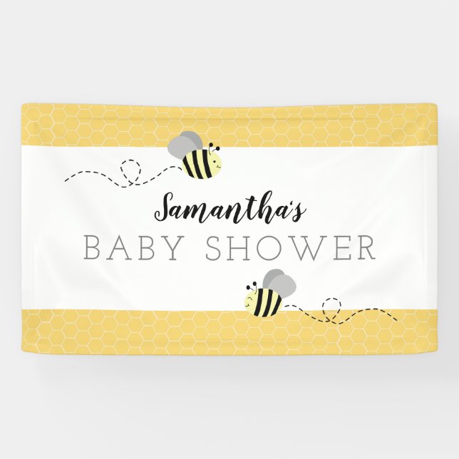 Grey Bumble Bee Baby Shower Banner (Horizontal)
