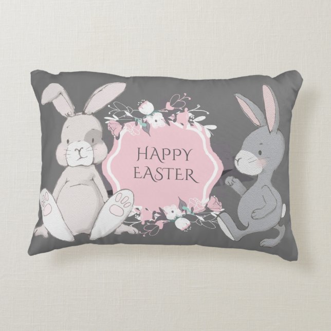 Grey Bunnies  Decorative Cushion (Back)