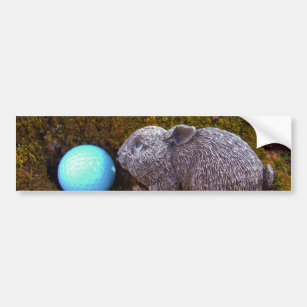 Grey Bunny, Blue Golf Ball Bumper Sticker
