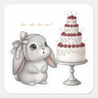 Grey Bunny & Wedding Cake - Cherry Dream Kawaii