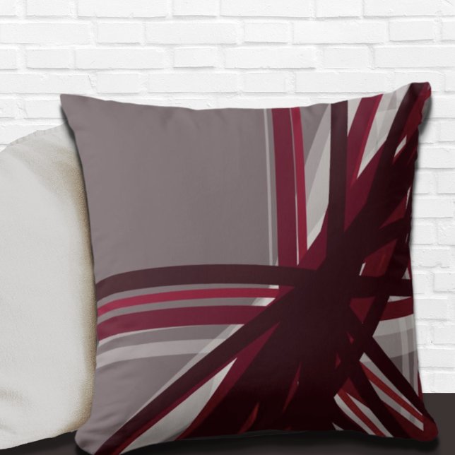 Grey & Burgundy Artistic Abstract Throw Pillow (Creator Uploaded)