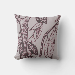 Grey & Burgundy Cacao Tree Cushion