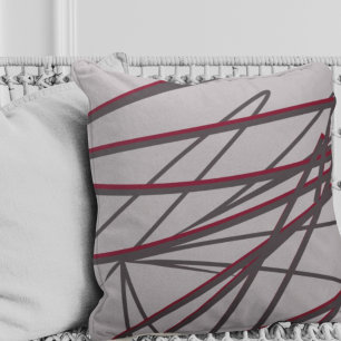 Grey & Burgundy Modern Elegant Abstract Cushion