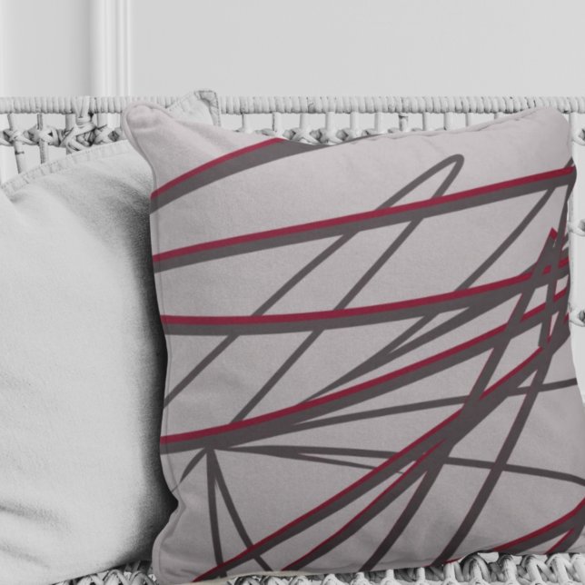 Grey & Burgundy Modern Elegant Abstract Cushion (Creator Uploaded)