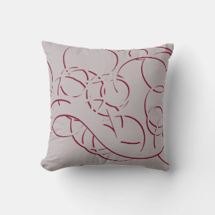 Grey & Burgundy Modern Elegant Abstract Swirls Cushion