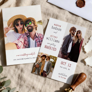 Grey Burgundy Typography Photos Wedding Save The Date