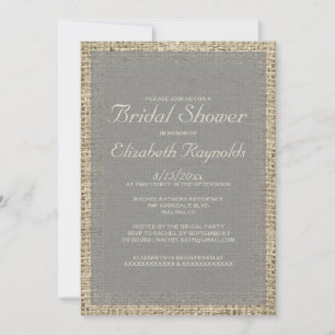 Grey Burlap Bridal Shower Invitations