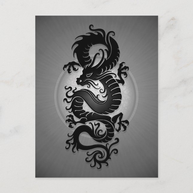 Grey Burst Chinese Dragon Postcard (Front)