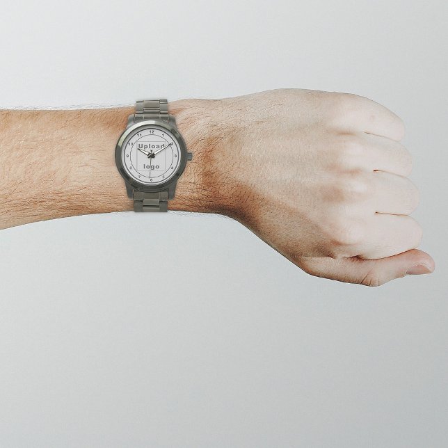 Grey Business Brand on Men's Watch (Your business logo with gray background on men's watch.)